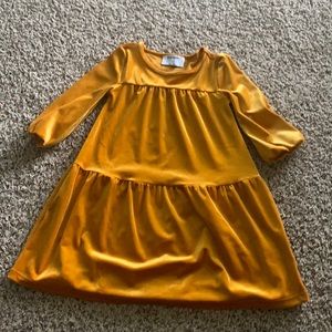 Velvet like mustard dress.